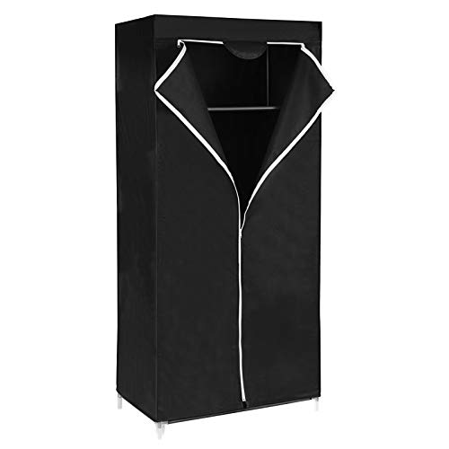 SONGMICS garderobe stof garderobe vouwgarderobe camping garderobe 160 x 75 x 45cm zwart RYG83H