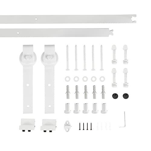 POPSPARK Schuifdeursysteem, set schuifdeuren, deursysteem voor schuifdeuren, industriële deuren (2 m, wit)