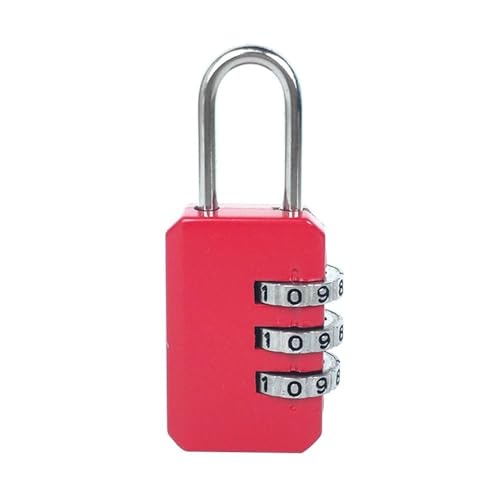 BARASH Hangsloten Mini 3-cijferig wachtwoord combinatieslot lade slaapzaal kast rugzak ritssluiting hangsloten met code (kleur: rood)
