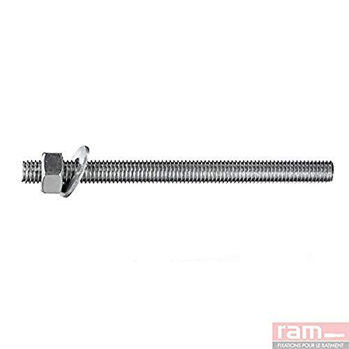 RAM CHEVILLES ET FIXATIONS Ram schroefdraadstang, met sluitringen en moeren, 8 mm x 120 mm, 10 stuks