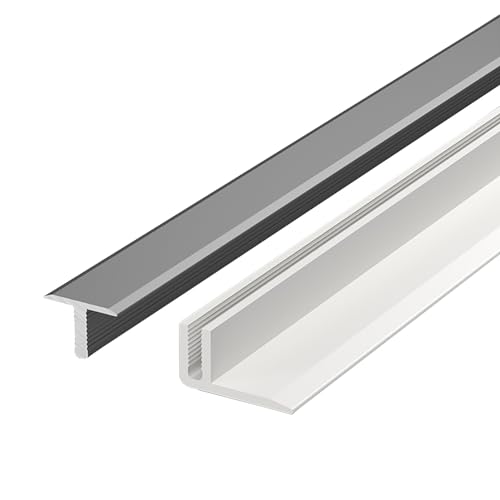 CMYUN Overgangsstrook Randsierstrip met Voet, Vloer Overgangsstrook Hout naar Tegel, Deuropeningen Metalen Spleetafdekbalk voor Vinyllaminaatplanken, Aanpasbaar (Color : Dark Gray)