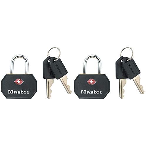 Master Lock 4681EURTBLK TSA hangsloten met sleutel, zwart, 4 x 3 x 2,2 cm