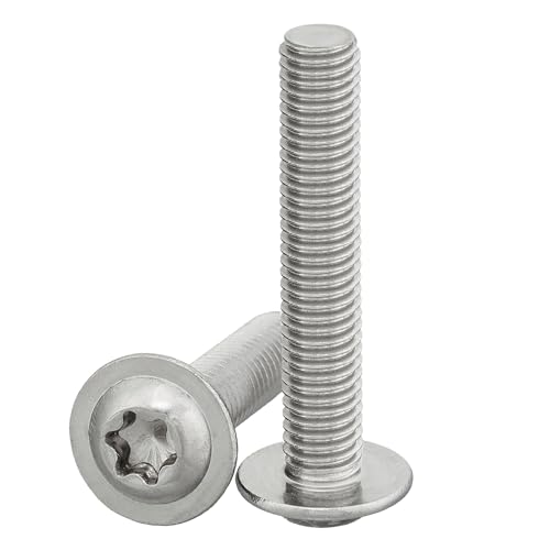 N / A Kogelkopschroeven met flens en binnenzeskant/Torx (ISR, TX) volgens ISO 7380-2 25 stuks platte kopschroeven met roestvrijstalen flens A2 V2A volledige schroefdraad M6 x 16 mm