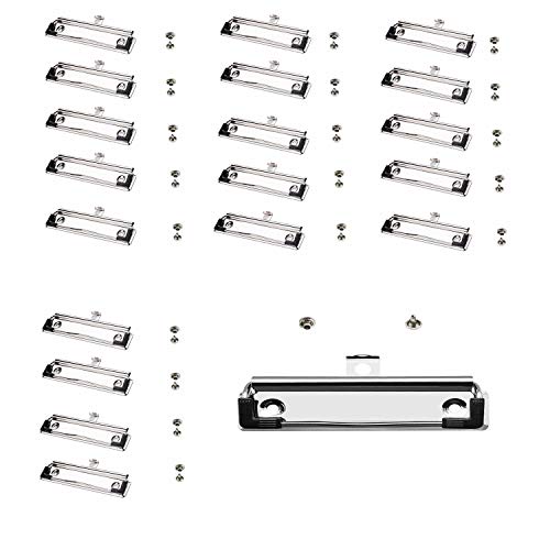 TUKA-i-AKUT TKD8500 Klembordclips, met rubberen handgreep, gat om op te hangen, beugelklem voor klembord, map, map, hardboard, platte metalen klem monteerbaar op klembord voorkant, 20 stuks