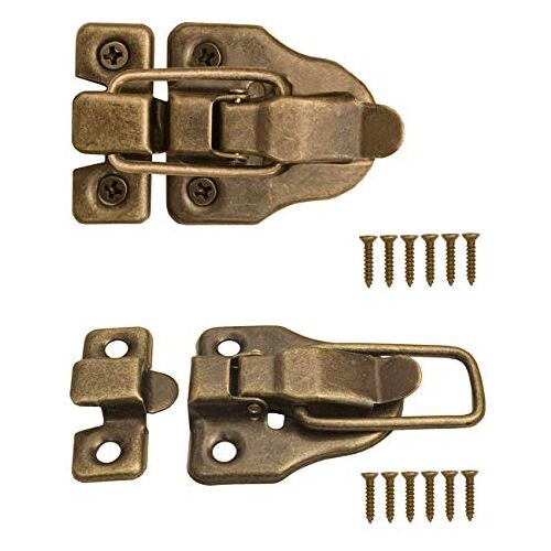 Fuxxer ® 2 x sluitingen voor kisten, kisten, dozen, koffers, metalen beslag, vintage messing design, set van 2 inclusief schroeven, 59 mm x 40 mm