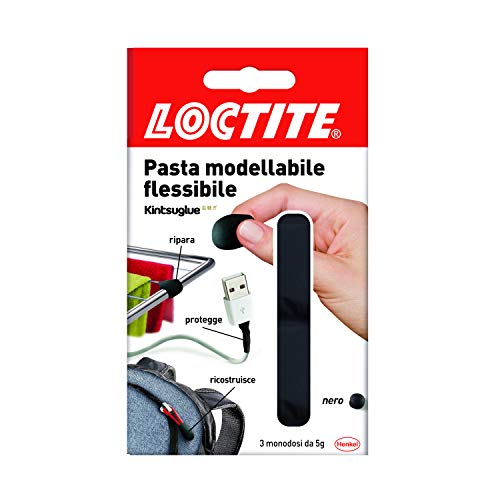 Loctite Kintsuglue Modelleermassa, flexibel, zwart, voor repareren, repareren en beschermen, vormbare lijm, waterdicht en vormbaar, 3 x 5 g