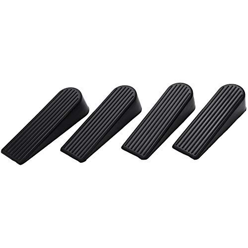 Wresetly 4 stuks deurstopper wiggen, rubberen niet-krassende deurstoppers voor thuis en op kantoor (zwart)