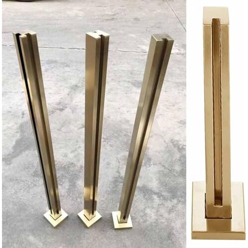 FOknYkm Glazen balustradepalen Vierkante glazen balustradepaal Goud, roestvrij staal Glazen balustradesysteemklemmen 1 stuks Vaste paal (Color : Gold-end Post, Size : 85cm/33.5")