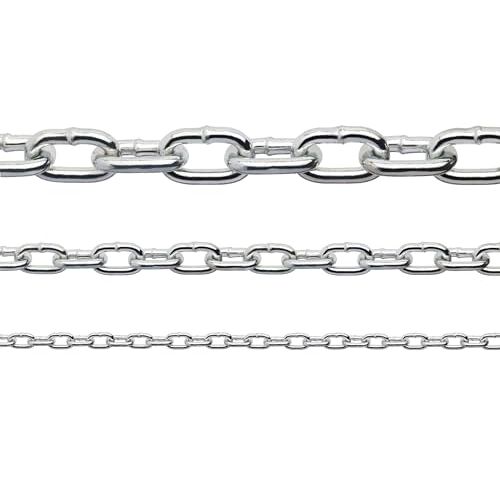 Constrabo ® Roestvrijstalen ketting, korte schakels, DIN 766, 1,0 m Ø 2 mm, roestvrij staal 316 (V4A), roestvrij stalen ketting, metergoed, ronde schakelketting, afsluitketting, veiligheidsketting,