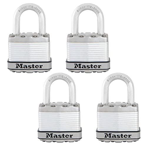 Master Lock M1XQCCSEN 4 stuks Magnum stalen hangslot 3,5 cm breed, 1,6 cm diameter, sluiting 2,5 cm, sluiting 2,5 cm, sluiting