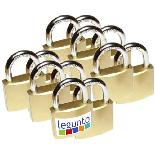 legunto ® 12 x gelijksluitend hangslot met sleutel. Zeer stevige, inbraakwerende hangslotenset van staal met 72 sleutels die op elk slot in de set passen hangslot, lockerslot, sleutelhangslot