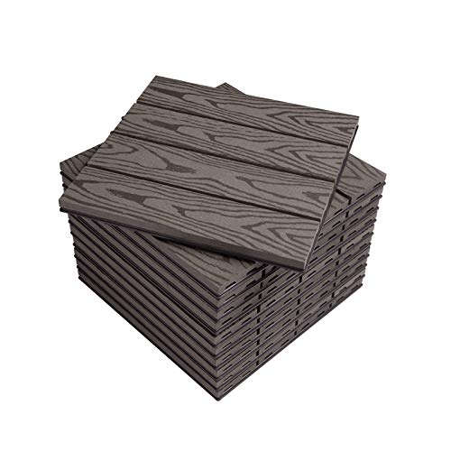 WOLTU WPC Composiet Terrastegels Set van 11 Kliktegels Houtnerf Balkontegels Koffie, 30 x 30 cm (1 m²), GTF002hco