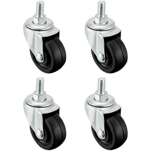 kippen 1609 x 3 – set met 4 rubberen wielen à 50 mm met schroefdraadstift M10