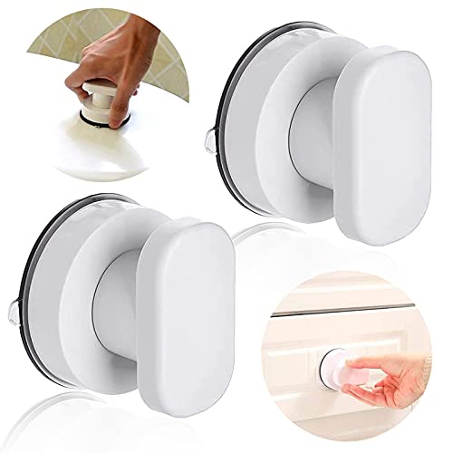 WiDream 2 Pcs Zuignap Handvat Deur, Glas Draagbare Mobiliteit Handvat, Handvat met Zuignap Van Glas in de Badkamer, voor de Muur, Kast, Lade, Keuken