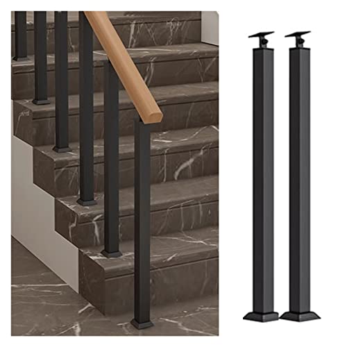 GArcan Stairs Banister Post, Black Square Tube Ground Mount Railing Spindels met schroeven en platte beugels voor binnentrappen/betonnen trappen