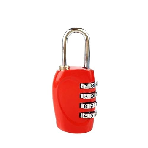 BARASH Hangsloten 4-cijferig wachtwoord hangslot voor deuren, gymladen, bagagehangsloten met code (kleur: rood)