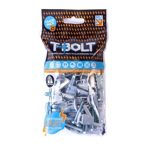 JD Brands T-Bolt Heavy Duty Metal Gipsplaat Bevestiging Trade Bag van 25 Houdt tot 65 kg per bevestiging! [Gipsplaat] [Gipsplaat] [Holte Muur] [Heavy Duty] [Boren]