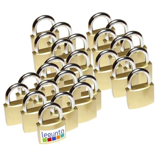 legunto ® 27 x gelijksluitend hangslot met sleutel. Zeer stevige, inbraakwerende hangslotenset van staal met 162 sleutels die op elk slot in de set passen hangslot, lockerslot, sleutelhangslot