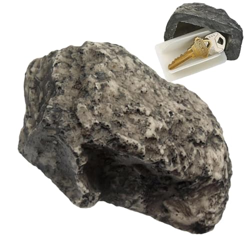 MYJIO Hide A Key in a Real Looking Rock/Stone Waterdichte stofdichte stenen pijnboompitten vorm veilige stenen sleutelkast voor reservesleutels, Gesimuleerde stenen sleutelkast, hars outdoor sleutelhouder