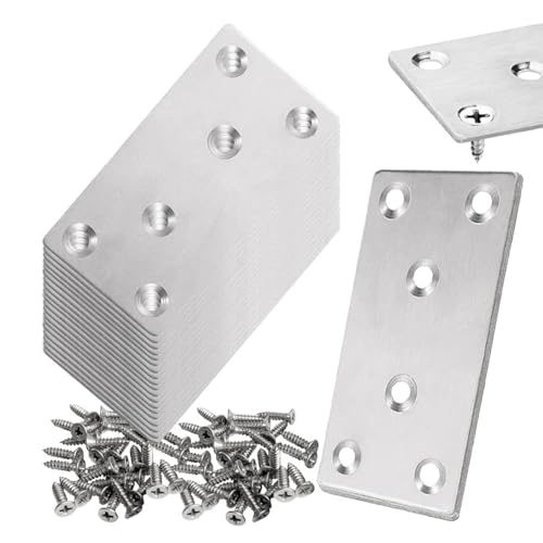 Lwaviwer 20 stuks 3x1,5 inch platte herstelplaten platte beugel, roestvrij staal herstellen verbindende platen reparatie bevestigingsbeugel voor hek