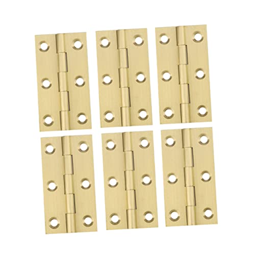 DXZYHMSDF Kastdeurscharnieren, kastscharnieren, 6 stuks Kastkastscharnieren Koperen deurscharnieren Vouwscharnieren Satijnen lagerdeurscharnier Lagerscharnier (Color : Golden, Size : 6.3 * 3.2 cm)