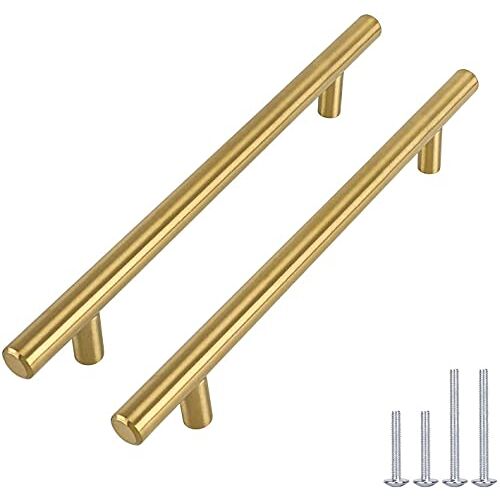 goldenwarm 5 stuks meubelgrepen, 128 mm, gatafstand, gouden handgrepen, meubels, goud, kastgrepen, goud, meubelgrepen, goud, meubelgrepen, roestvrij staal, 128 mm, handgrepen voor keukenkasten goud