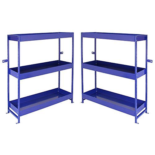 Monster Cable 2 x Monster Racking Metalen Bedrijfswagen stelling Bestelbus interieur Opslag Stelling Kast Bedrijfswageninrichting Staal Blauw