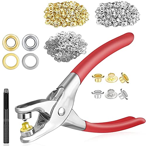 Widybord Grommet Oogtang Kit, 1/4 Inch 6mm Grommet Tool Kit met Metalen Oogjes met ringen, Oogjes Grommets