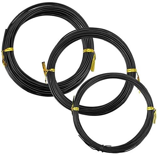 KLYNGTSK Bonsai-kabel, 3 rollen, 10 meter, 1 mm/1,5 mm/2 mm, bonsai-kabel, aluminium draad, plantdraad voor bonsai-boom, zwart