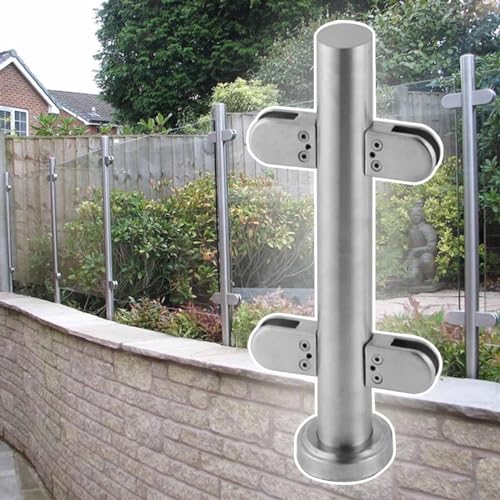 FOknYkm Balustradepalen Roestvrij stalen glazen balustradesysteemklem, moderne glazen balustraderailpaal met spie 1 stuks Vaste paal (Color : Silver-mid Post, Size : 105cm/41.3")