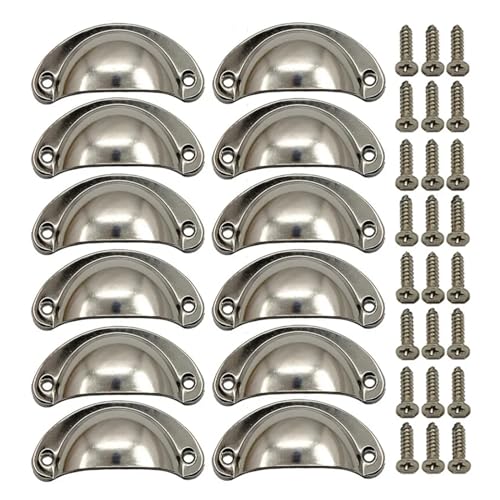 QIECNY 12 STUKS Retro Metalen Keuken Ladekast Deurklink En Meubelknoppen Handwerk Kast Antiek Messing Shell Handgrepen (Color : Nickel wire 12PCS)