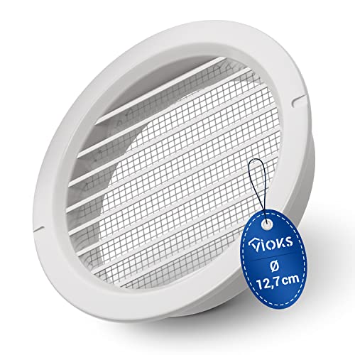 VIOKS Ventilatierooster buitenrooster 100 RR afvoerlucht kap ventilatie buitenkap met vliegengaas rond voor afvoerdroger afzuigkap airconditioner