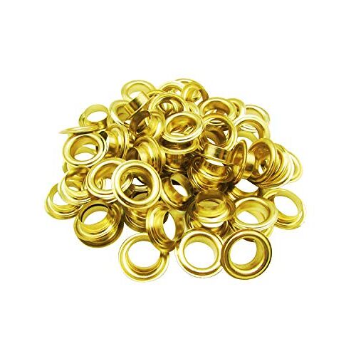 Trimming Shop 100 x gouden oogjes en ringen 15 mm maat set doorvoertules voor kleding en lederen ambachten naaien en fournituren