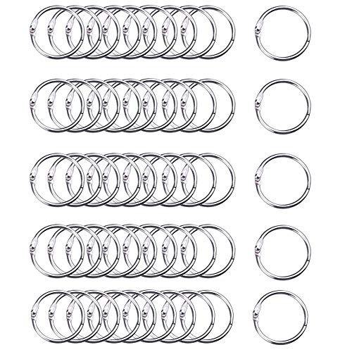 BJH TX Boekenring, metalen ringen, 50 stuks, 50 mm, losse bladbinding, ringen voor notebook, dagboek, fotoalbum, DIY planner