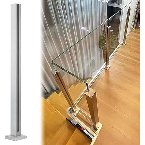 ININOSNP Glazen balustrade vierkante glazen relingpaal, 304 roestvrijstalen glazen balustradesysteem, vloerstaand glas 1 stuks (Color : End Post, Size : 95cm/37.4")