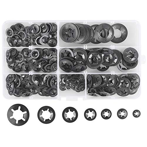 Dadabig Starlock sluitringen, 280 stuks, snelsluiting, Starlock-sluitringen, M3/M4/M5/M6/M8/M10/M12 tand-snelsluiting, snelsluiting, snelsluiting, snelsluitingen, assortiment kit (zwart)