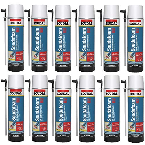 Soudal Soudafoam 2K B2 schuim adapterschuim, kozijnschuim, snelschuim, 400 ml, 12 stuks