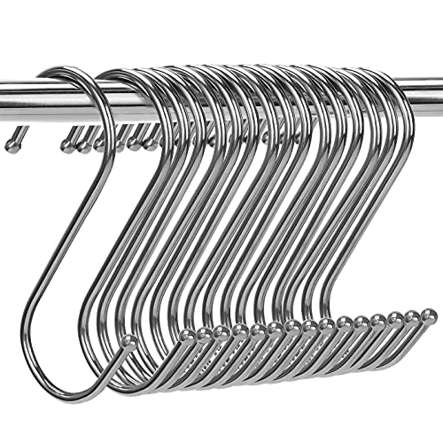 SUKUDON S-vormige haken om op te hangen, S-vormige haak, zware S-vormige haak 304 roestvrij staal, 16 stuks S-vormige haken L