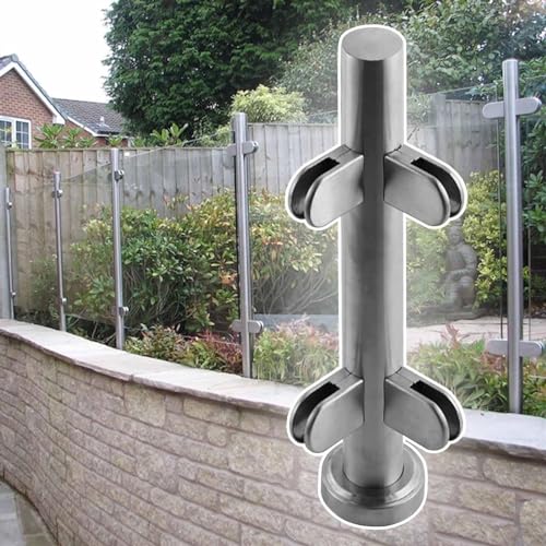 FOknYkm Balustradepalen Roestvrij stalen glazen balustradesysteemklem, moderne glazen balustraderailpaal met spie 1 stuks Vaste paal (Color : Silver-corner Post, Size : 95cm/37.4")