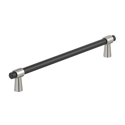 Amerock Mergence 7-9/16 inch (192mm) Center-to-Center Matte Black/Satin Nickel Cabinet Pull, BP36980FBG10 Amerock Mergence 7-9/16 inch (192mm) Center-to-Center Matte Black/Satin Nickel Cabinet Pull, BP36980FBG10