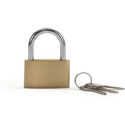 Waytex Sleutelslot voor kluisje, kast, kist, werkplaatsdeur, tuinhuis, versterkte veiligheid, hangslot van gehard staal en messing, goudkleurig Waytex Sleutelslot voor kluisje, kast, kist, werkplaatsdeur, tuinhuis, versterkte veiligheid, hangslot van gehard staal en messing, goudkleurig