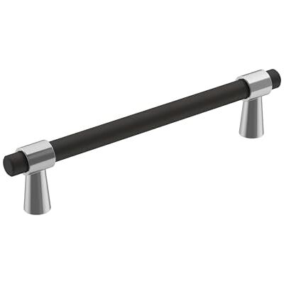 Amerock Kabinettrek Gepolijst chroom/mat zwart 5-1/16 inch (128 mm) centrum-to-center Mergence 1 pak lade pull kastgreep kastbeslag Amerock Kabinettrek Gepolijst chroom/mat zwart 5-1/16 inch (128 mm) centrum-to-center Mergence 1 pak lade pull kastgreep kastbeslag