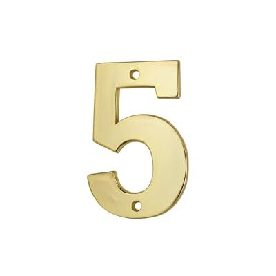THIRARD - Targa numero civico 5 - Hoogte 51 mm - Messing - Huisnummer plaque THIRARD - Targa numero civico 5 - Hoogte 51 mm - Messing - Huisnummer plaque