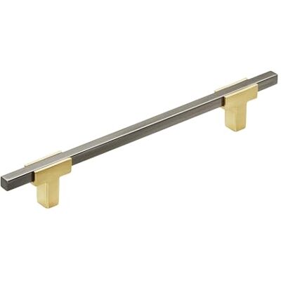 Amerock Kabinettrek Geborsteld goud/zwart chroom 6-5/16 inch (160 mm) midden naar midden Urbanite 1 pak lade pull lade handvat kast hardware Amerock Kabinettrek Geborsteld goud/zwart chroom 6-5/16 inch (160 mm) midden naar midden Urbanite 1 pak lade pull lade handvat kast hardware