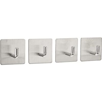 kabinga YM 45 304 spijkers, roestvrij staal, zonder boren, haak om op te hangen aan de muur achter de deur, 4 pakketten, uniseks, volwassenen, M kabinga YM 45 304 spijkers, roestvrij staal, zonder boren, haak om op te hangen aan de muur achter de deur, 4 pakketten, uniseks, volwassenen, M
