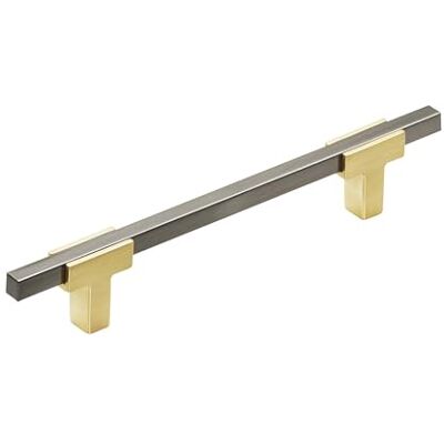 Amerock Kabinettrek Geborsteld goud/zwart chroom 5-1/16 inch (128 mm) midden naar midden Urbanite 1 pak lade pull lade handvat kast hardware Amerock Kabinettrek Geborsteld goud/zwart chroom 5-1/16 inch (128 mm) midden naar midden Urbanite 1 pak lade pull lade handvat kast hardware