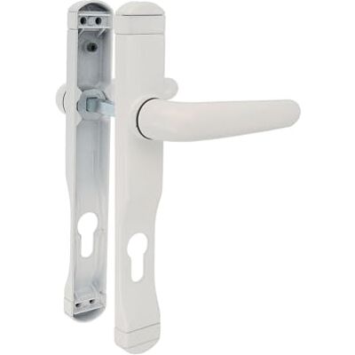 Amig Deurklinkset 225 x 30 mm Sleutelgat op 85 mm Klink met smalle plaat met slotgat Inclusief schroeven Wit aluminium Amig Deurklinkset 225 x 30 mm Sleutelgat op 85 mm Klink met smalle plaat met slotgat Inclusief schroeven Wit aluminium