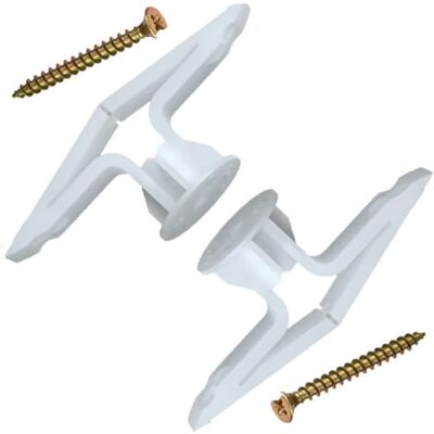 Merriway Bulk Hardware BH01139 9-13 mm poly-knevel-holle wandbevestiging voor gipskartonwand (pak à 20), wit, stuks Merriway Bulk Hardware BH01139 9-13 mm poly-knevel-holle wandbevestiging voor gipskartonwand (pak à 20), wit, stuks