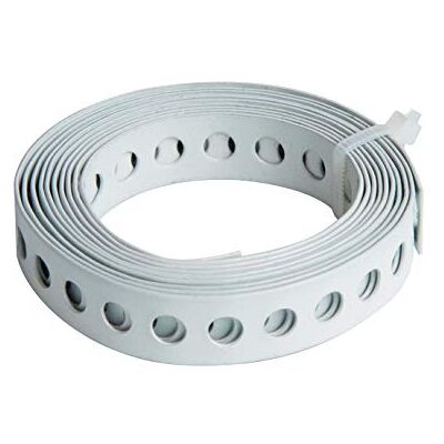 Alberts 334116 Gaatjesband met of zonder afrolcassette witte kunststof coating breedte 12 mm lengte 1,5 m Alberts 334116 Gaatjesband met of zonder afrolcassette witte kunststof coating breedte 12 mm lengte 1,5 m