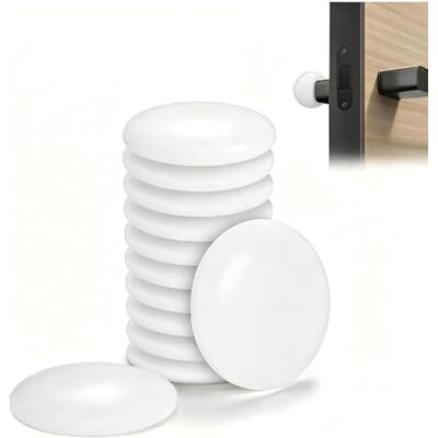 Mulbijeo Deurstoppers voor de muur, 12 stuks, witte rubberen deurknop, zonder boren, deurklinkbuffer, minder knallen, wandbuffer, robuust en duurzaam, kastdeurdemper, voor deurklinken tegen Mulbijeo Deurstoppers voor de muur, 12 stuks, witte rubberen deurknop, zonder boren, deurklinkbuffer, minder knallen, wandbuffer, robuust en duurzaam, kastdeurdemper, voor deurklinken tegen